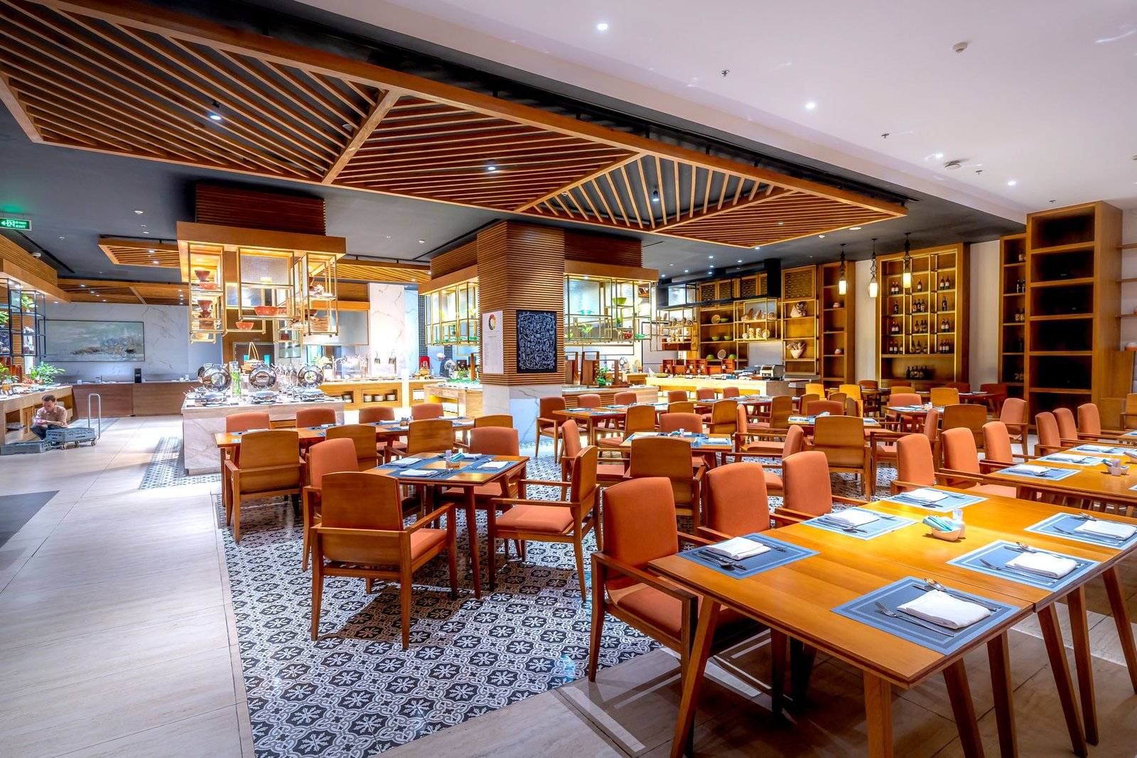 Spacious premium restaurant interior with modern dining design